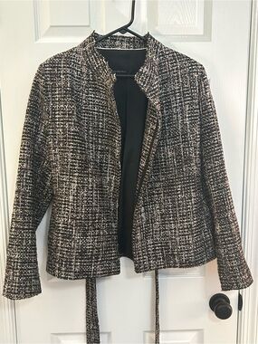 Banana Republic Tweed Moto Jacket Belted Black Multi Boucle Size M